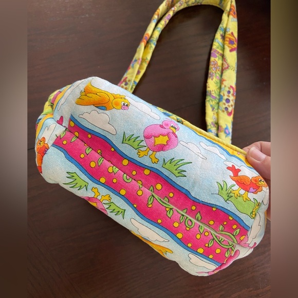 Colorful Bird & Flower Handmade Purse Whimsical Quilted Cotton - Picture 6 of 11